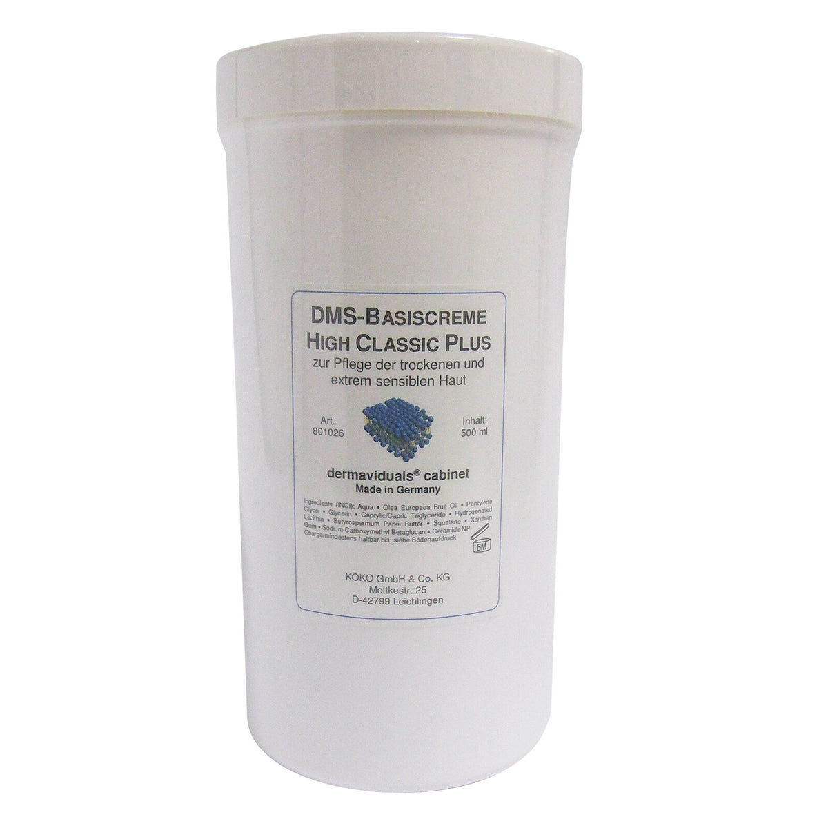 dermaviduals DMS Base Cream High Classic Plus 500ml (Salon Size)