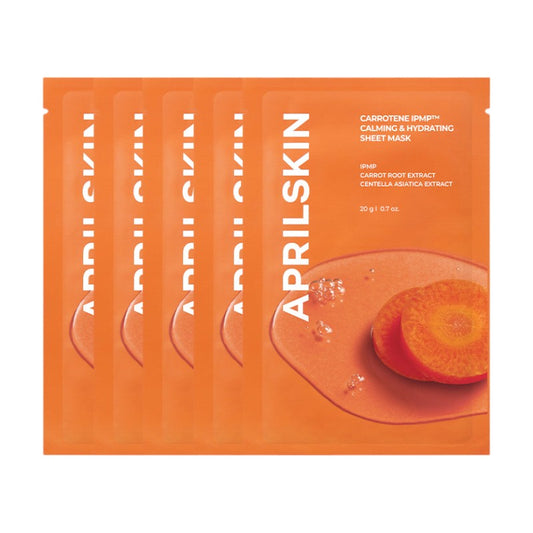APRILSKIN Carrotene IPMP Calming & Hydrating Sheet Mask Bundle Set 20g x 5 Sheets