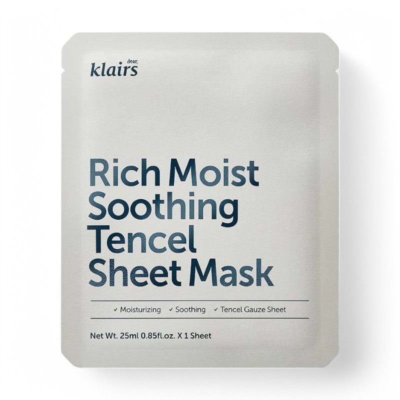 Dear, Klairs Sheet Mask 1pc - 2 Types Rich Moist Soothing Tencel 25ml