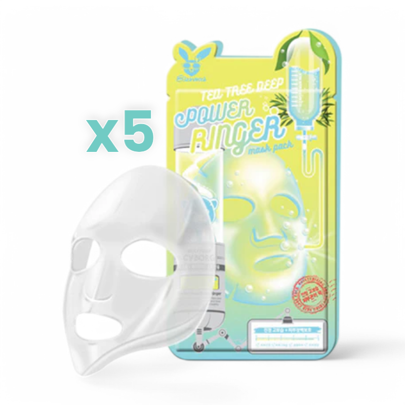 Elizavecca Deep Power Ringer Mask Pack Bundle Set - 10 Types Tea Tree 5pcs
