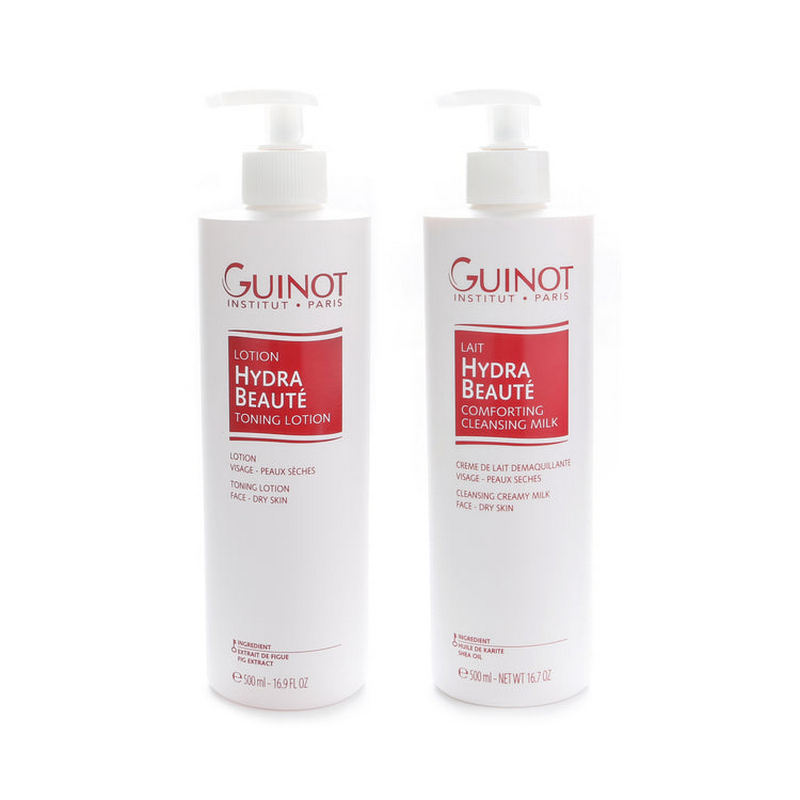 Guinot Cleansing Milk (Dry Skin) 500ml & Toning Lotion (Dry Skin) 500ml