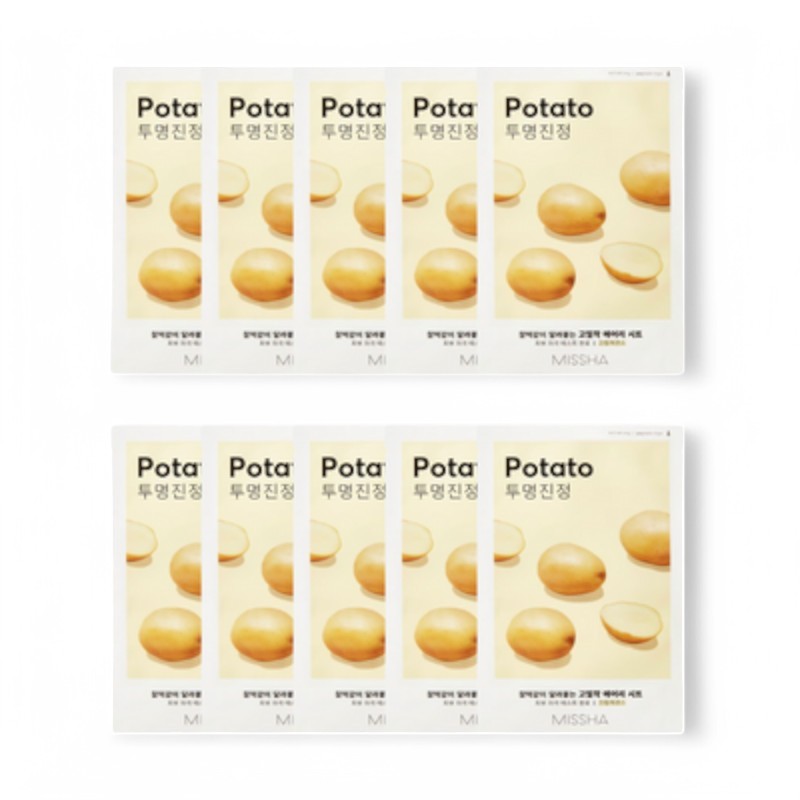 MISSHA Airy Fit Sheet Mask Bundle Set - 12 Types Potato 25g x 10 sheets