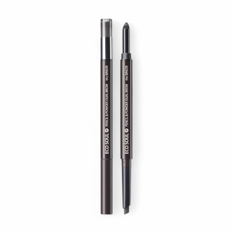The Saem Eco Soul Pencil & Powder Dual Brow - 4 Colors #03 Deep Grey