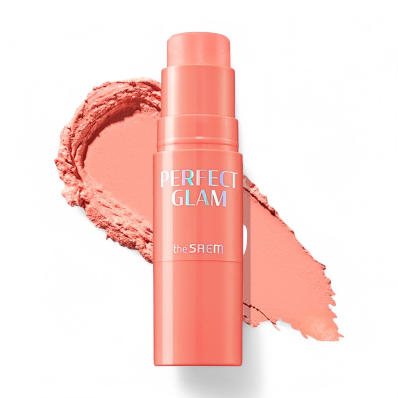 The Saem Perfect Glam Stick Blusher 4 Colors #CR01 Apricot Milk