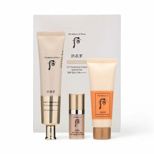 THE WHOO Gongjinhyang Anti-Wrinkle UV Protective Cream Jumbo Special Set3pc