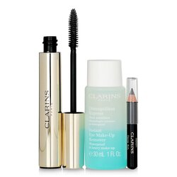 Clarins Mascara Supra Volume Set: Mascara 8ml + Instant Eye Make Up Remover 30ml + Mini Crayon Khol  3pcs