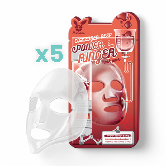 Elizavecca Deep Power Ringer Mask Pack Bundle Set - 10 Types Collagen 5pcs
