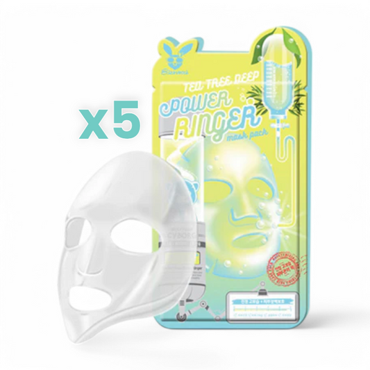 Elizavecca Deep Power Ringer Mask Pack Bundle Set - 10 Types Tea Tree 5pcs