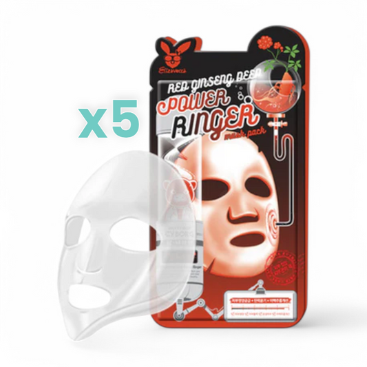 Elizavecca Deep Power Ringer Mask Pack Bundle Set - 10 Types Red Ginseng 5pcs