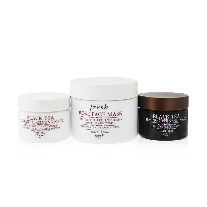 Fresh Face Mask Set: Rose Rose Face Mask + Black Tea Firming Overnight Mask + Black Tea Instant Perfecting Mask 45827 3pcs