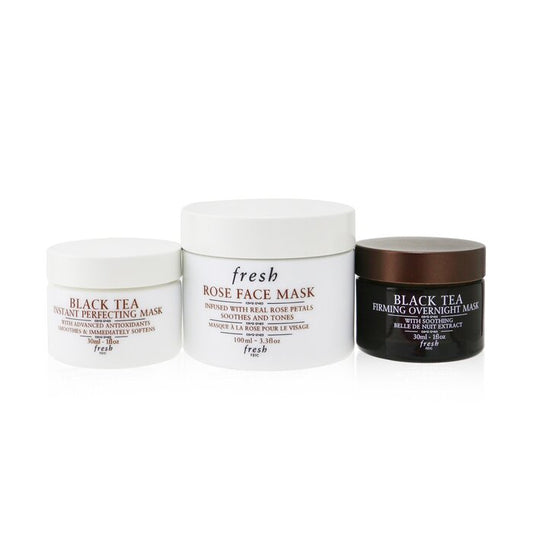 Fresh Face Mask Set: Rose Rose Face Mask + Black Tea Firming Overnight Mask + Black Tea Instant Perfecting Mask 45827 3pcs