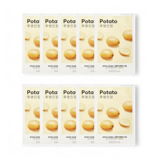 MISSHA Airy Fit Sheet Mask Bundle Set - 12 Types Potato 25g x 10 sheets