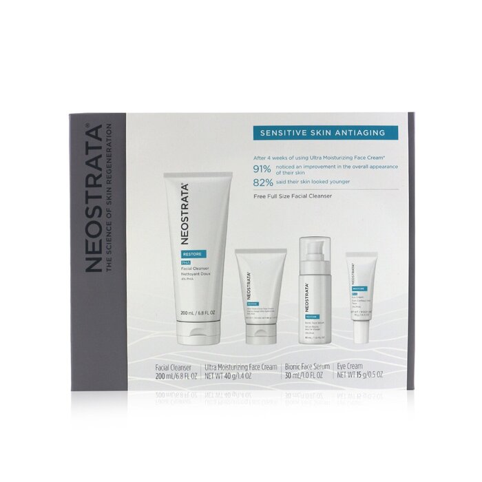 NeoStrata Sensitive Skin Antiaging Kit: Restore Cleanser, Restore Face Cream, Restore Face Serum, Restore Eye Cream 4pcs (parallel import)