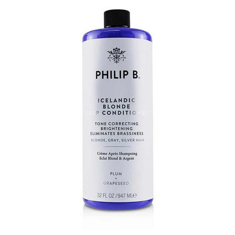 Philip B Icelandic Blonde Deep Conditioner (Tone Correcting Brightening Eliminates Brassiness - Blonde, Gray, Silver Hair)  80947 947ml/32oz
