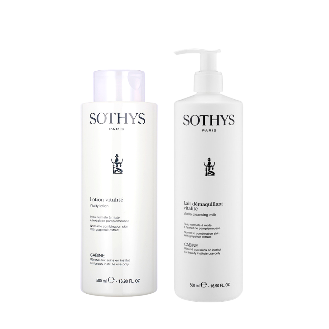 Sothys Vitality Lotion 500ml & Vitality Cleansing Milk 500ml