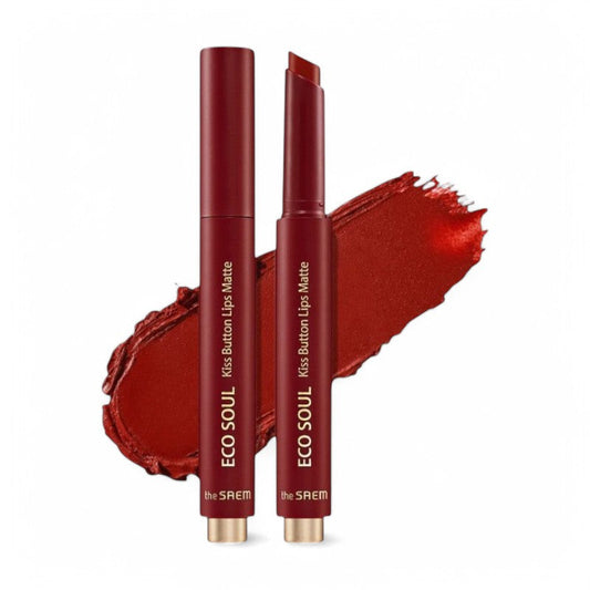 The Saem Eco Soul Kiss Button Lips Matte - 5 Colors #05 Brick Red