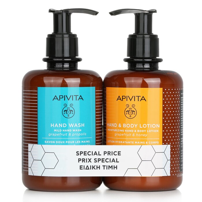Apivita Gentle Hands Cleansing & Hydrating Set: Mild Hand Wash 300ml+ Moisturizing Hand & Body Lotion 300ml 08358 2pcs