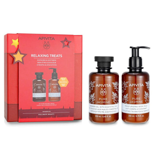 Apivita Relaxing Treats Euphoria & Softness Set: Pure Jasmine Shower Gel 250ml+ Pure Jasmine Moisturizing Body Milk 200ml 08669 2pcs