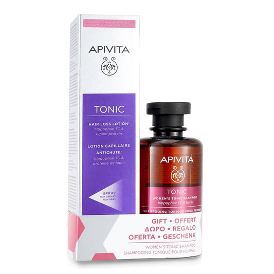Apivita Hair Loss Lotion with Hippophae TC & Lupine Protein 150ml (Free: Women's Tonic Shampoo with Hippophae TC & Laurel 250ml) 2pcs