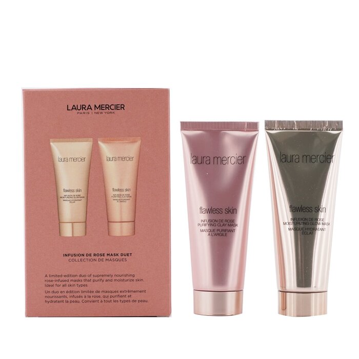 Laura Mercier Infusion De Rose Mask Duet Set: 1x Flawless Skin Infusion De Rose Moisturizing Glow Mask - 75g/2.5oz + 1x Flawless Skin... 2pcs